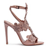 Beige leather floral sandals