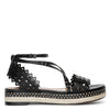 Laser cut leather espadrille platform sandals