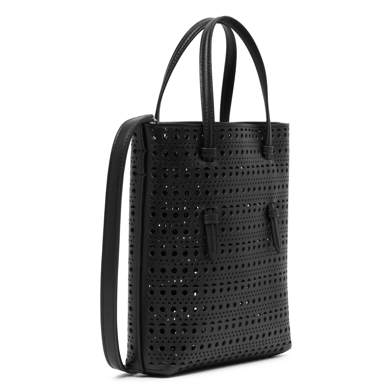 Shop Alaïa Mina Ns Black Leather Tote Bag