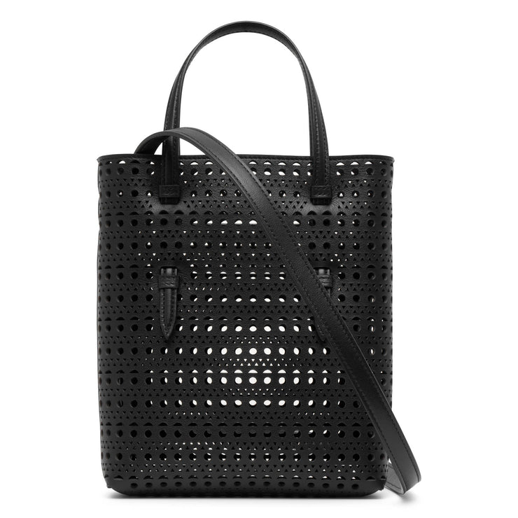 Mina NS black leather tote bag