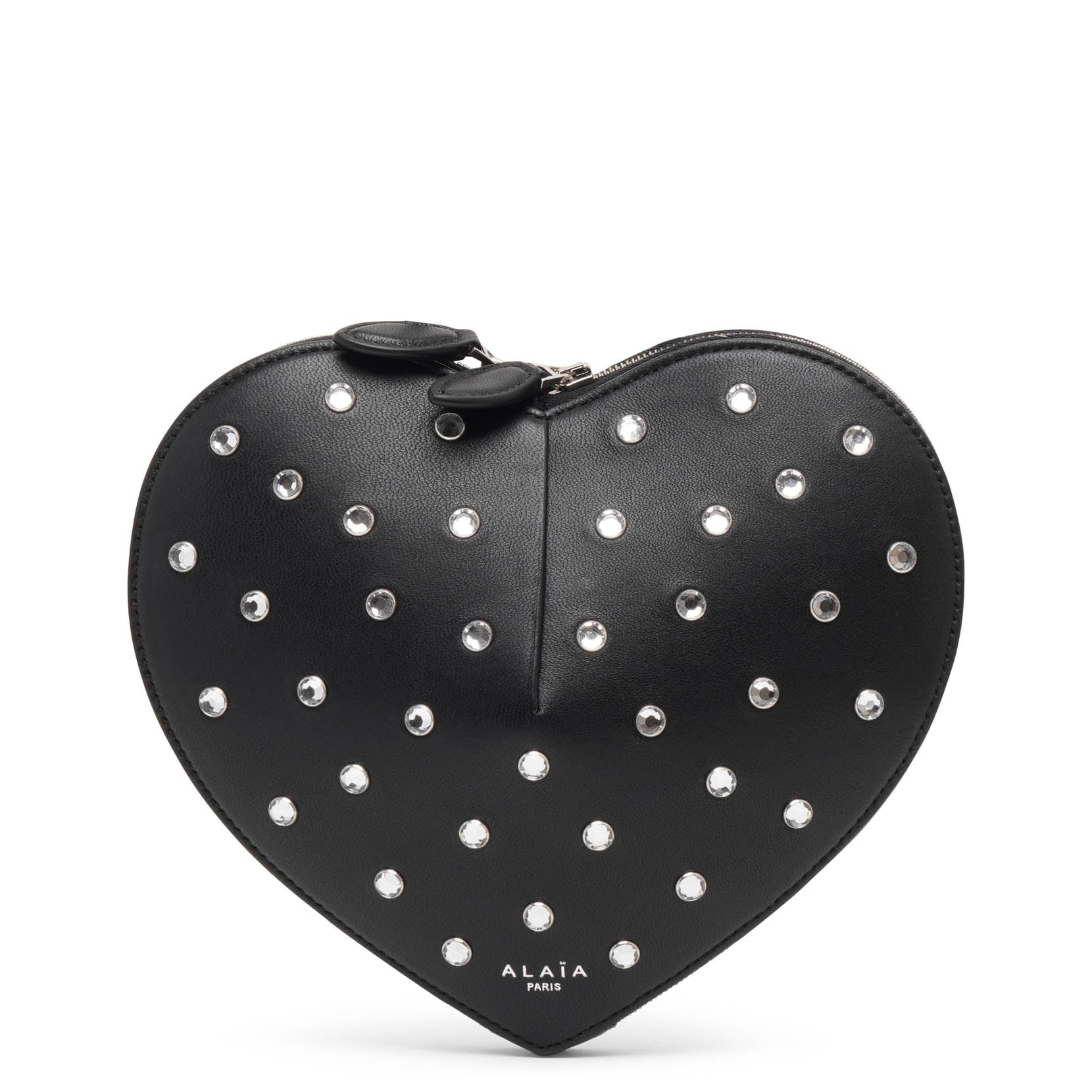Shop Alaïa Le Coeur Black Studded Leather Crossbody Bag