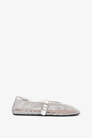 Silver mesh ballet flats