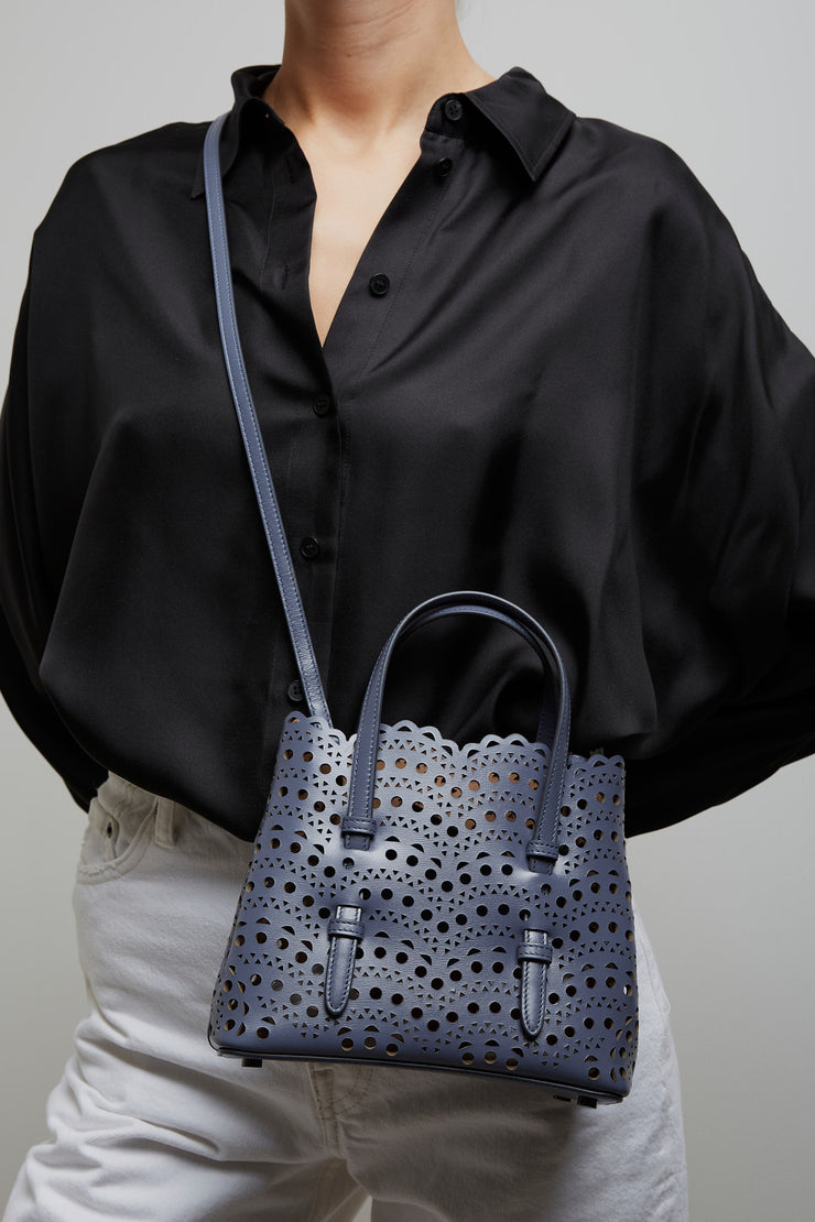 Mina 20 blue leather tote bag