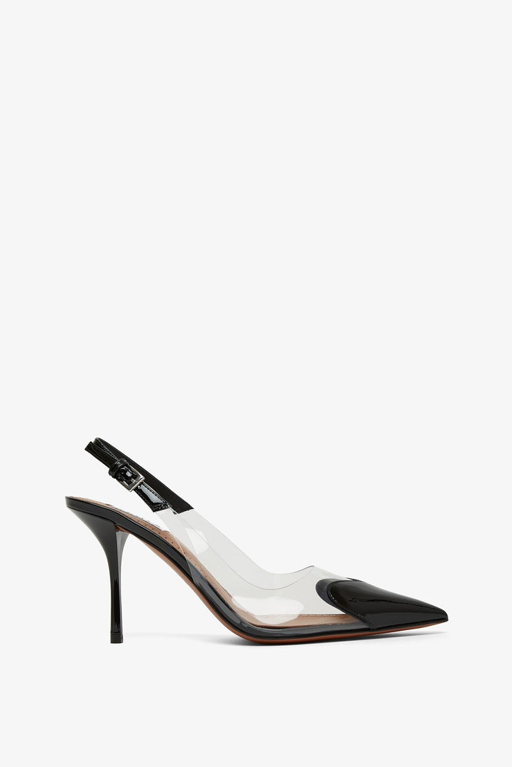 Coeur 90 black patent slingbacks