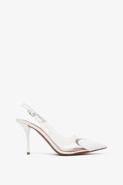 Coeur 90 white patent slingbacks