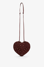 Le Coeur dark red embellished crossbody bag