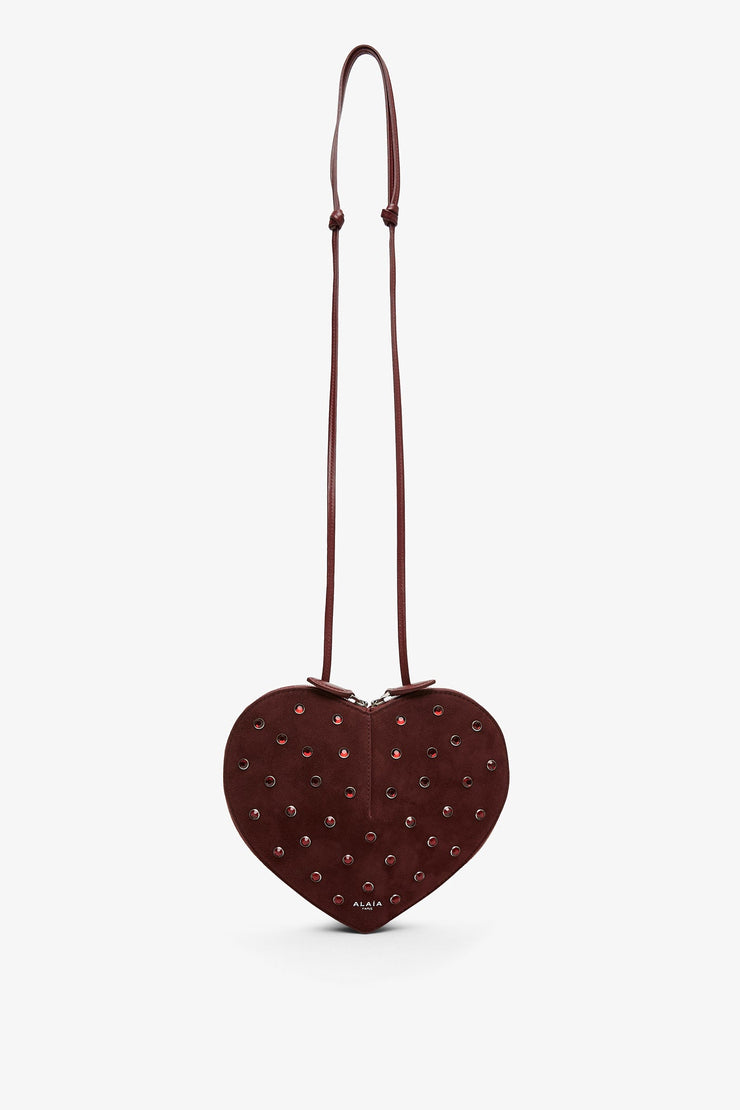 Le Coeur dark red embellished crossbody bag