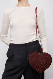 Le Coeur dark red embellished crossbody bag