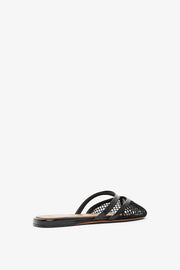 Black mesh mule flats