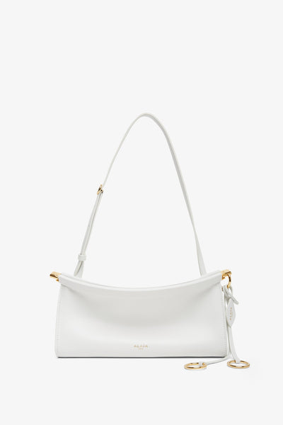 East West S white calf leather bag