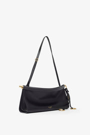 East West S black calf leather bag