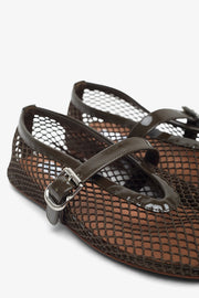 Khaki mesh ballet flats