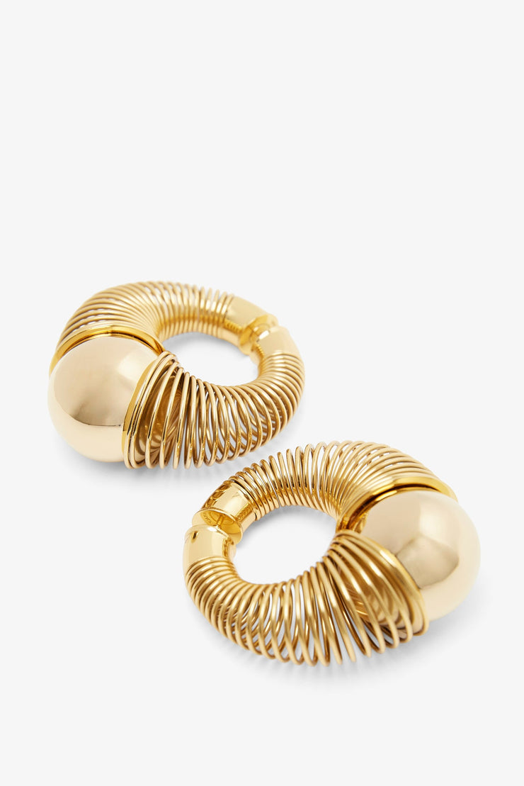 Spiral gold small hoop earrings