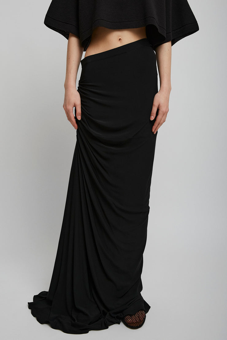 Soft jersey draped black skirt