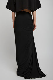 Soft jersey draped black skirt