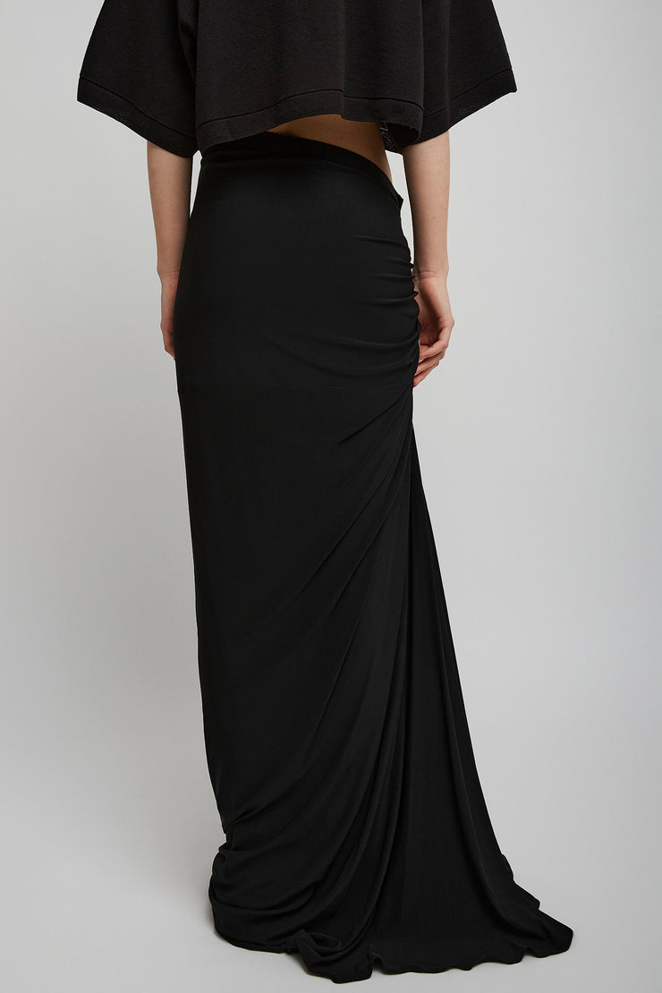 Soft jersey draped black skirt