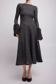 Frills sleeve mohair fit flare dress
