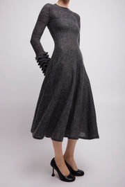 Frills sleeve mohair fit flare dress