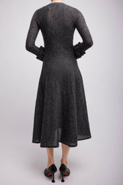 Frills sleeve mohair fit flare dress