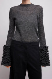 Frills sleeve mohair top