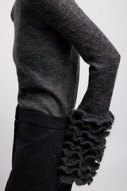 Frills sleeve mohair top