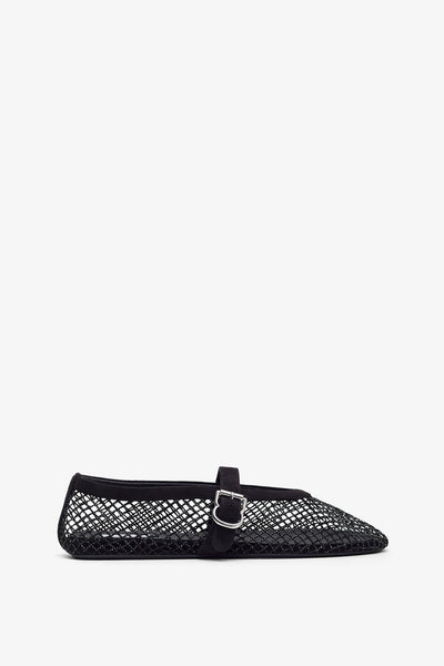 Black mesh suede ballet flats