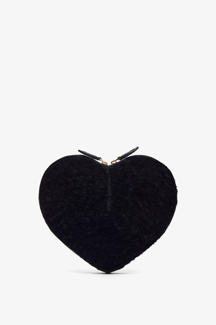 Le Coeur black shearling crossbody bag