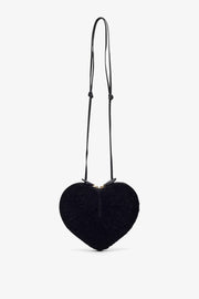 Le Coeur black shearling crossbody bag