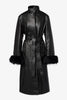 Alaia black leather long coat
