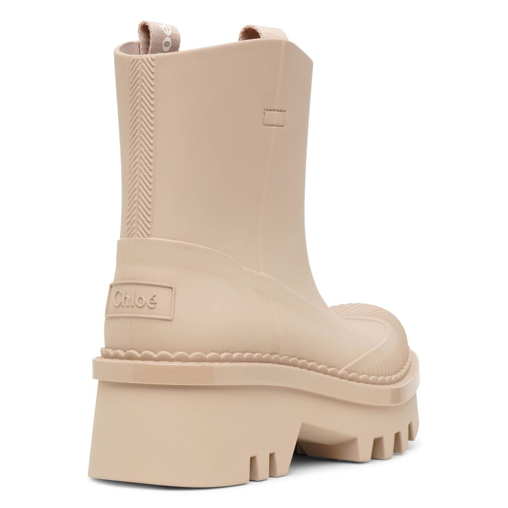 Raina beige rubber rain boots