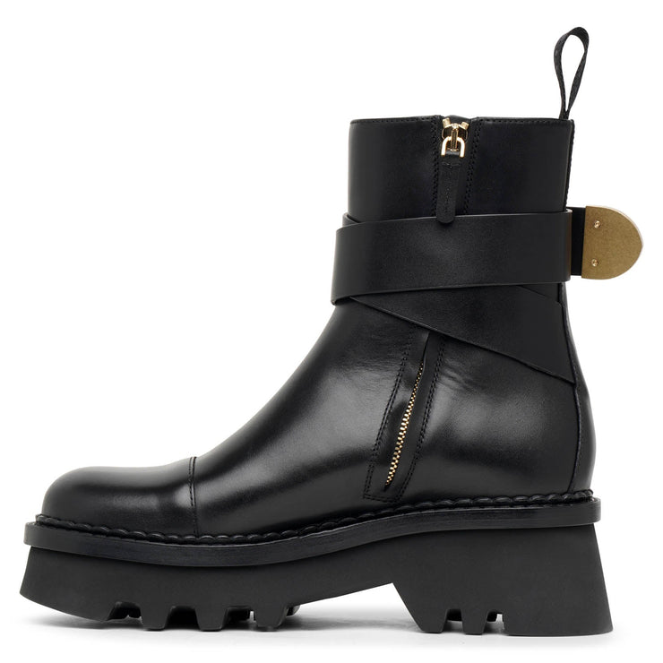 Owena black leather ankle boots