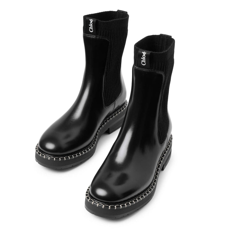 Noua black leather ankle boots