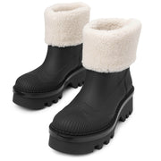 Raina black fur rain boots