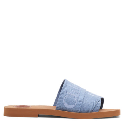 Woody light blue slide sandals