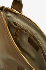 Marcie dark khaki leather tote bag