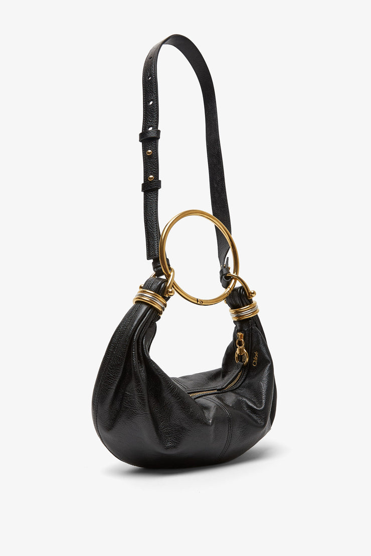 Small black bracelet hobo bag