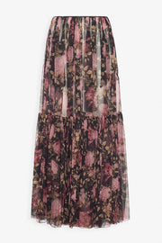 Black flower maxi skirt
