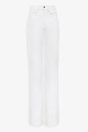 High-rise white denim flare jeans