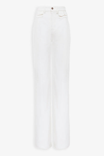 High-rise white denim flare jeans