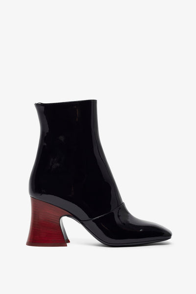 Janis black patent ankle boots