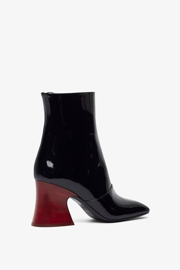 Janis black patent ankle boots