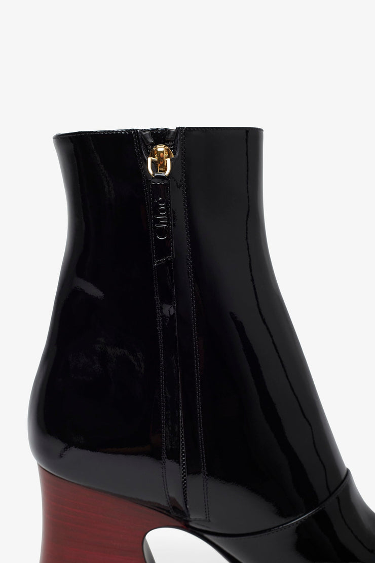 Janis black patent ankle boots