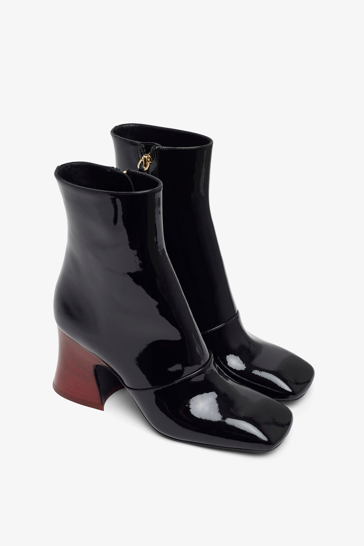 Janis black patent ankle boots
