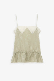 Silk tank top with lace