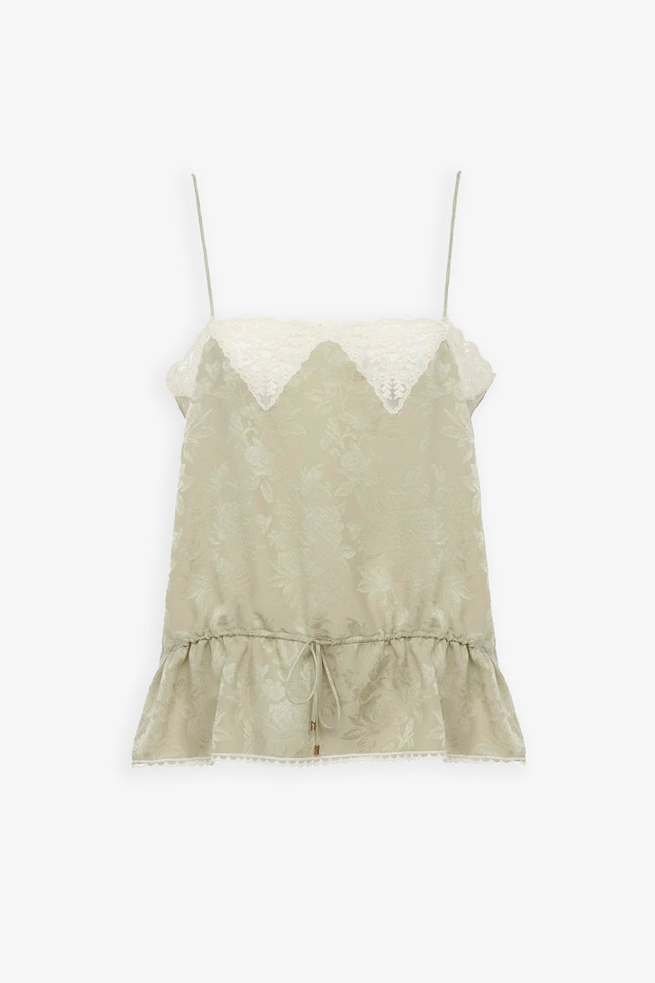 Silk tank top with lace