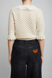 Lace-trimmed polo shirt