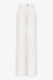 High rise white denim jeans