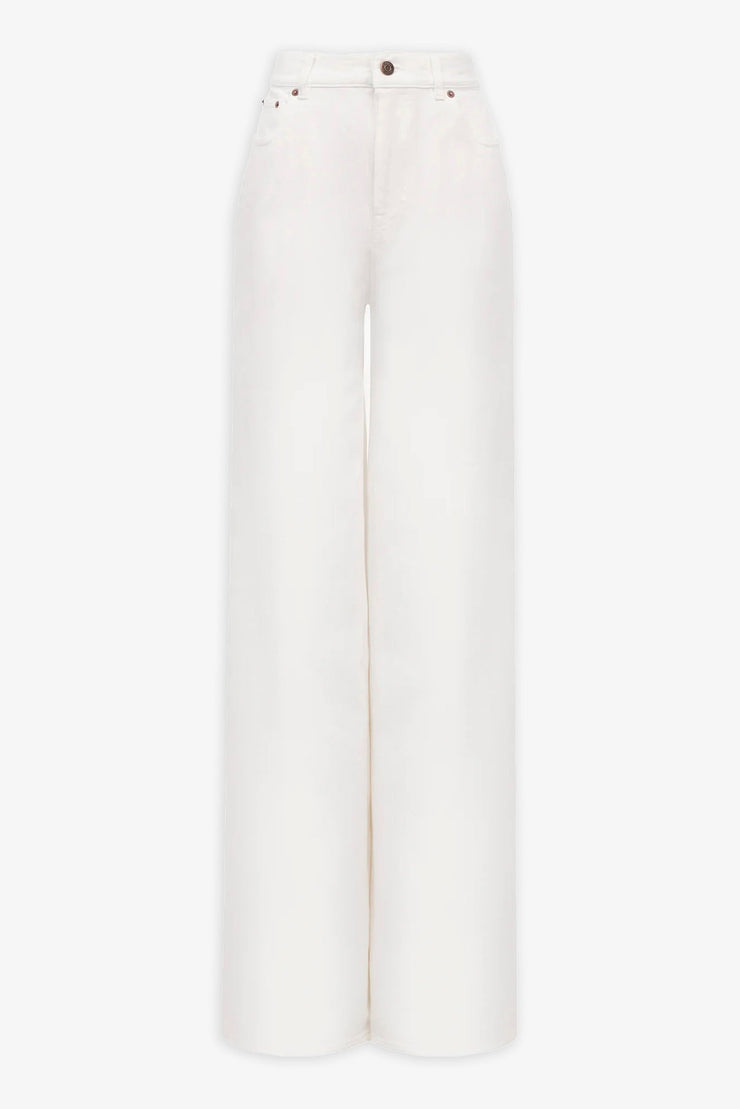 High rise white denim jeans
