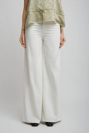 High rise white denim jeans