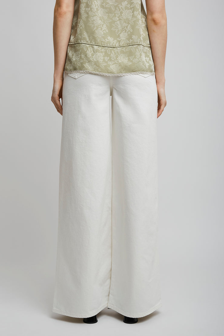 High rise white denim jeans